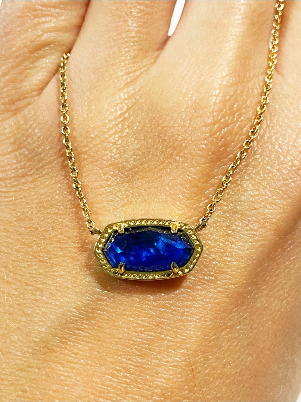 Kendra Scott Gold Necklace with Cobalt Blue Stone